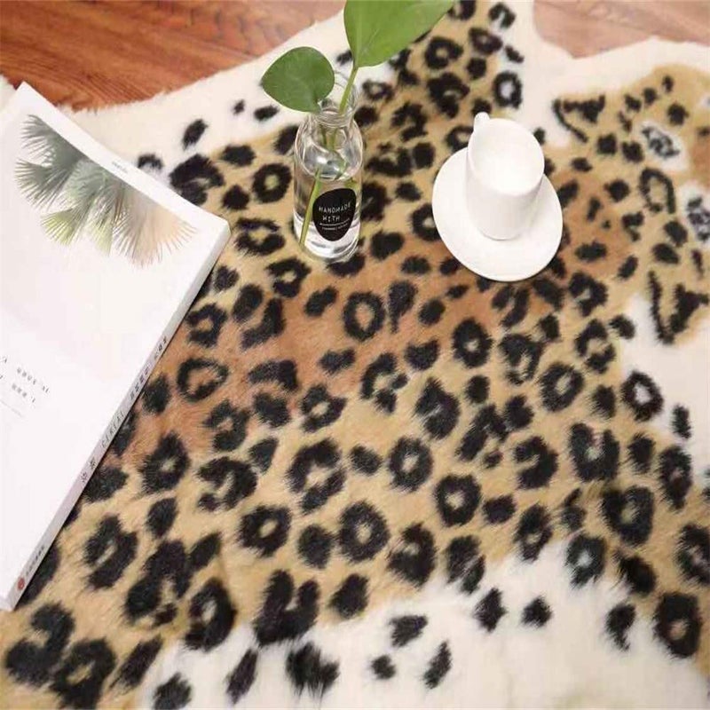 yingda1992 Leopard Print Area Rug, Faux Cowhide Skin Animal Printed, Artificial Carpet, Mat, Faux Carpet (A) / 31.5x41.3in, for Decorating Living Room - Image 5